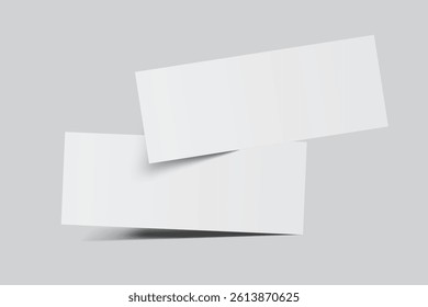 3D Realistic empty gift voucher card mockup isolated on background. Blank template for presentation discount, plastic coupon, train, movie, raffle, carnival, concert, festival, flyer or event ticket 
