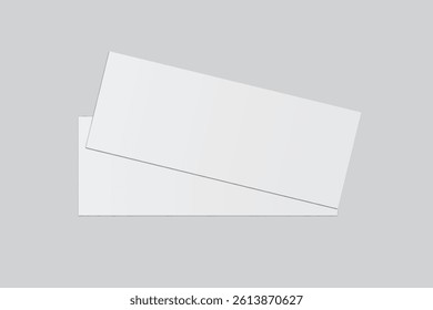 3D Realistic empty gift voucher card mockup isolated on background. Blank template for presentation discount, plastic coupon, train, movie, raffle, carnival, concert, festival, flyer or event ticket 
