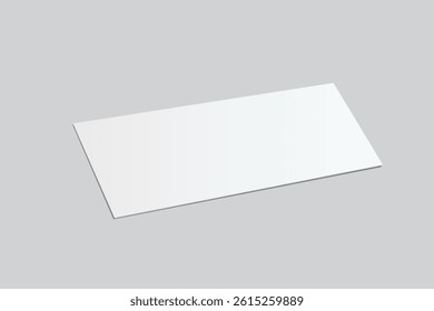 3D Realistic empty gift voucher card mockup isolated on background. Blank template for presentation discount, plastic coupon, train, movie, raffle, carnival, concert, festival, flyer or event ticket 

