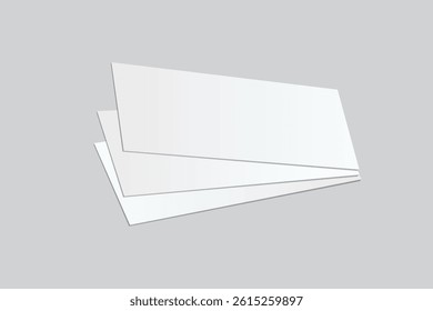3D Realistic empty gift voucher card mockup isolated on background. Blank template for presentation discount, plastic coupon, train, movie, raffle, carnival, concert, festival, flyer or event ticket 
