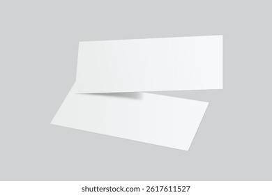 3D Realistic empty gift voucher card mockup isolated on background. Blank template for presentation discount, plastic coupon, train, movie, raffle, carnival, concert, festival, flyer or event ticket 
