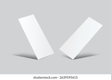 3D Realistic empty gift voucher card mockup isolated on background. Blank template for presentation discount, plastic coupon, train, movie, raffle, carnival, concert, festival, flyer or event ticket