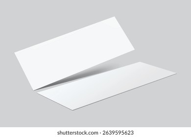 3D Realistic empty gift voucher card mockup isolated on background. Blank template for presentation discount, plastic coupon, train, movie, raffle, carnival, concert, festival, flyer or event ticket