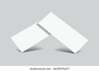 3D Realistic empty gift voucher card mockup isolated on background. Blank template for presentation discount, plastic coupon, train, movie, raffle, carnival, concert, festival, flyer or event ticket
