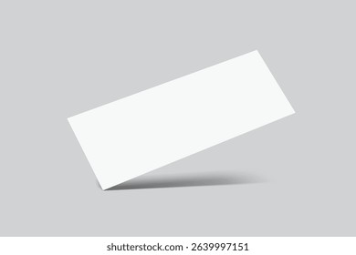 3D Realistic empty gift voucher card mockup isolated on background. Blank template for presentation discount, plastic coupon, train, movie, raffle, carnival, concert, festival, flyer or event ticket