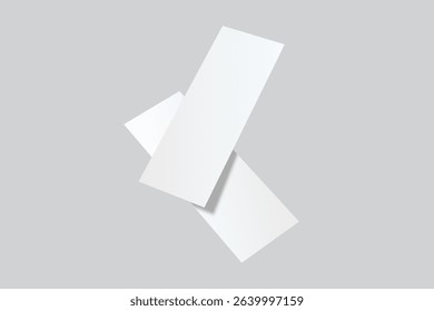 3D Realistic empty gift voucher card mockup isolated on background. Blank template for presentation discount, plastic coupon, train, movie, raffle, carnival, concert, festival, flyer or event ticket