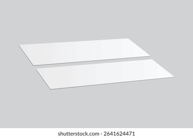 3D Realistic empty gift voucher card mockup isolated on background. Blank template for presentation discount, plastic coupon, train, movie, raffle, carnival, concert, festival, flyer or event ticket