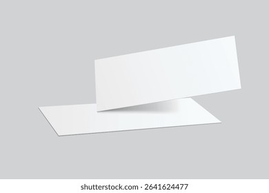 3D Realistic empty gift voucher card mockup isolated on background. Blank template for presentation discount, plastic coupon, train, movie, raffle, carnival, concert, festival, flyer or event ticket