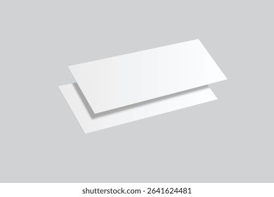 3D Realistic empty gift voucher card mockup isolated on background. Blank template for presentation discount, plastic coupon, train, movie, raffle, carnival, concert, festival, flyer or event ticket