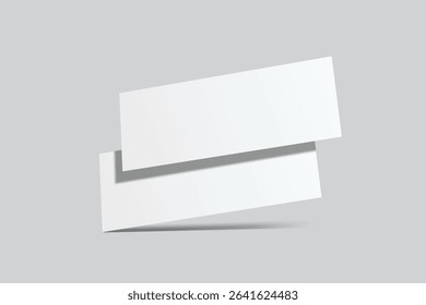 3D Realistic empty gift voucher card mockup isolated on background. Blank template for presentation discount, plastic coupon, train, movie, raffle, carnival, concert, festival, flyer or event ticket