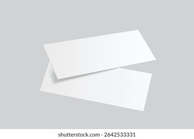 3D Realistic empty gift voucher card mockup isolated on background. Blank template for presentation discount, plastic coupon, train, movie, raffle, carnival, concert, festival, flyer or event ticket