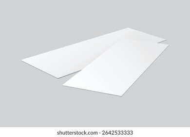 3D Realistic empty gift voucher card mockup isolated on background. Blank template for presentation discount, plastic coupon, train, movie, raffle, carnival, concert, festival, flyer or event ticket