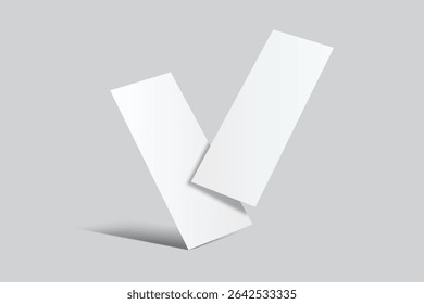 3D Realistic empty gift voucher card mockup isolated on background. Blank template for presentation discount, plastic coupon, train, movie, raffle, carnival, concert, festival, flyer or event ticket