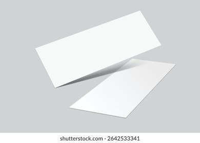 3D Realistic empty gift voucher card mockup isolated on background. Blank template for presentation discount, plastic coupon, train, movie, raffle, carnival, concert, festival, flyer or event ticket