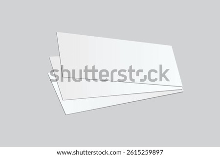 3D Realistic empty gift voucher card mockup isolated on background. Blank template for presentation discount, plastic coupon, train, movie, raffle, carnival, concert, festival, flyer or event ticket 
