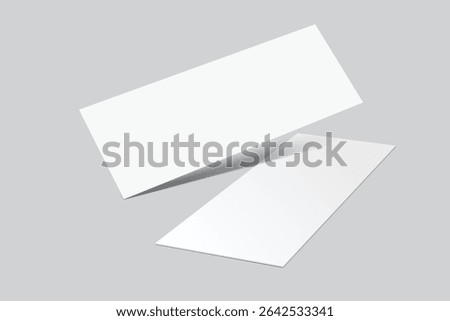 3D Realistic empty gift voucher card mockup isolated on background. Blank template for presentation discount, plastic coupon, train, movie, raffle, carnival, concert, festival, flyer or event ticket