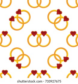 3D realistic engagement marriage rings seamless pattern on white background 
