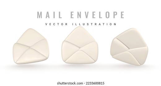 3d realistischer Umschlag. Briefumschlag öffnen. Online-E-Mail-Konzept. Vektorgrafik.