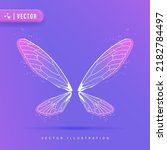 3D Realistic Fairy Wing Isolated on Purple Background Vector Illustration.