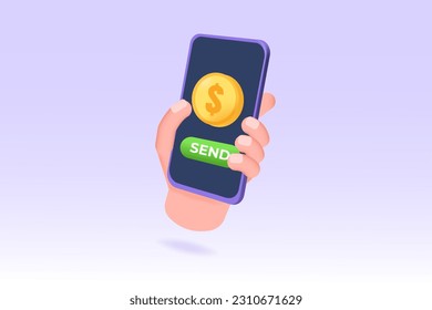 3d realistic Fast money transaction, budget estimate, time is money, concept. Financial services, quick loan approval, cash transfer, online payment. Vector illustration.