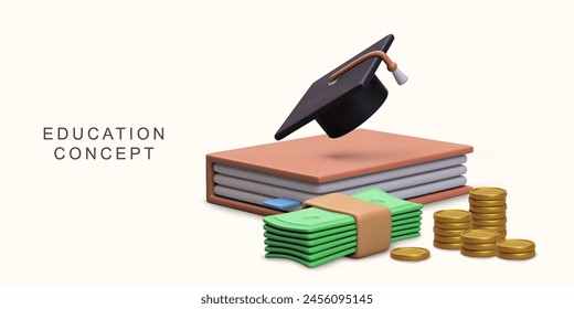 3d realistic Financial educational programs on white background. Vector illustration.