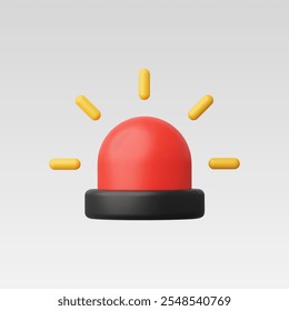 3d Realistic Flashing red siren Icon vector illustration