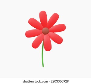 3d Ilustración vectorial de icono de flor realista.