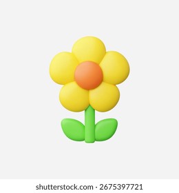 ícone de Flor realista 3d vetor Ilustração