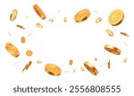 3d realistic flying Bitcoin gold coins with effect bokeh on white isolated background. Rich or casino luck concept. Precious expensive treasure. Stock vector illustration.	
