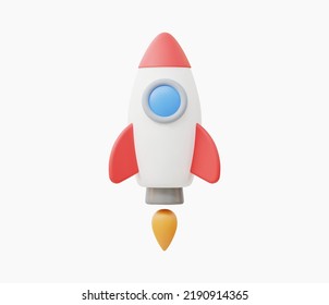 3d Realistic Flying rocket vector illustration