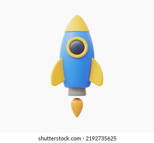 3d Realistic Flying rocket vector illustration