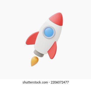 3d Realistic Flying rocket vector illustration