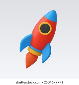 3d Realistic Flying rocket vector illustration