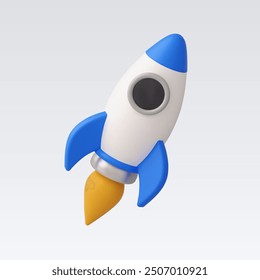 3d Realistic Flying rocket vector illustration