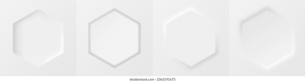3d realistic frame set for your product. White and grey minimal geometric background with light and shadow. Neumorphism style vector illustration