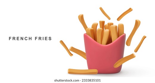 3d realistic French fries. Vector illustration.