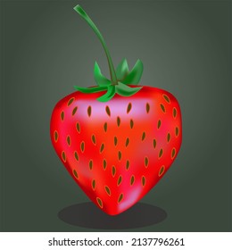 Ilustración del vector de frutas de fresa rojo realista 3D