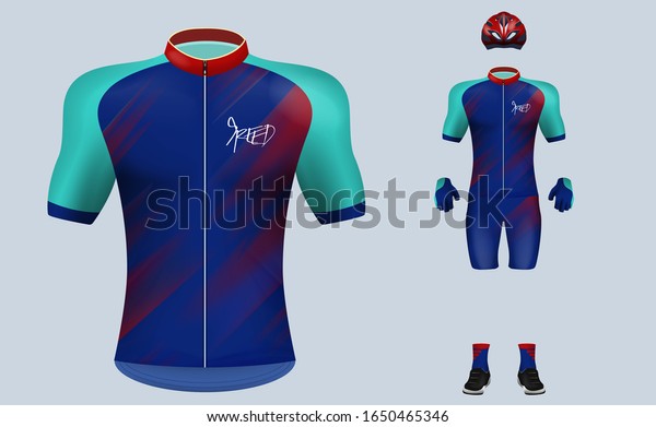 Download 3d Realistic Front Blue Cycling Jersey Stock Vector Royalty Free 1650465346