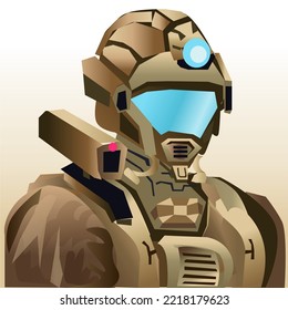 3D Realistic Futuristic Space Trooper Soldier Vector Illustration