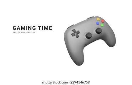 3d realistic gamepad isolated on white background. Video games and gaming time concept. Vector illustration