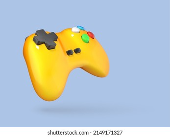 3D realistic gamepad. Wireless controller isolated on blue background. Computer gaming. 3d cartoon vector icon.