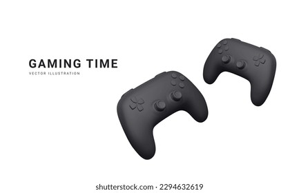 3d realistic gamepads isolated on white background. Video games and gaming time concept. Vector illustration