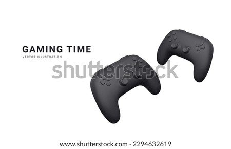 3d realistic gamepads isolated on white background. Video games and gaming time concept. Vector illustration