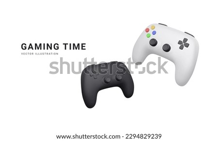 3d realistic gamepads isolated on white background. Video games and gaming time concept. Vector illustration