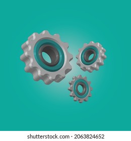 3D Realistic Gear  Set Vector