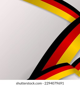 3d Realistic German Flag Ribbons poster template on white background for copy space. Flag of Germany frame. German background template. Vector Illustration. EPS 10
