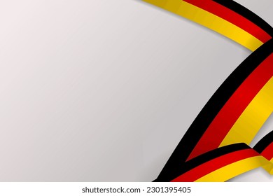 3d Realistic German Flag Ribbons poster template banner on white background for copy space. Flag of Germany frame. German background template. Vector Illustration. EPS 10