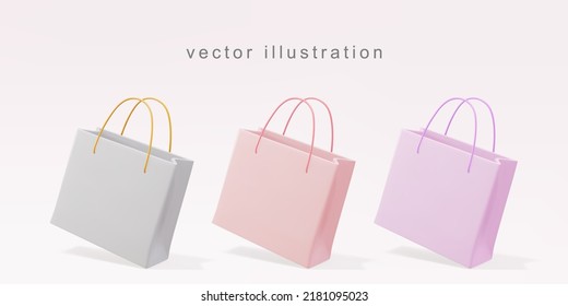 3d realistic gift bags. Vector illustration.