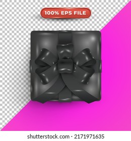 3d realistic gift box in black color