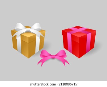 3d realistische Geschenkbox verpackt mit Seidenband. 